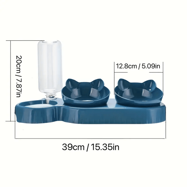 3-In-1 Cat Food And Water Bowl Set